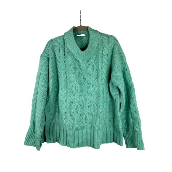 Everlane Sweaters - Everlane Women's XL Sweater Mint Green Alpaca & Merino Wool Blend Cable Knit